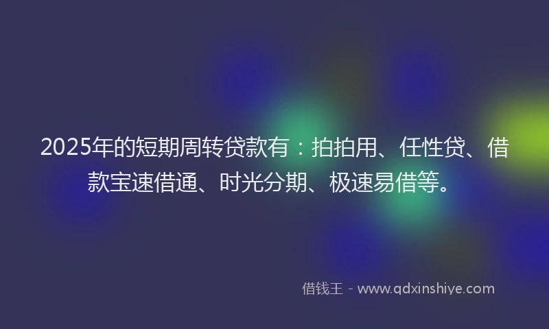 2025年的短期周转贷款有：拍拍用、任性贷、借款宝速借通、时光分期、极速易借等。
