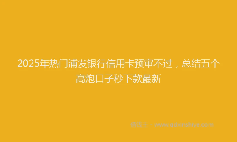 2025年热门浦发银行信用卡预审不过，总结五个高炮口子秒下款最新