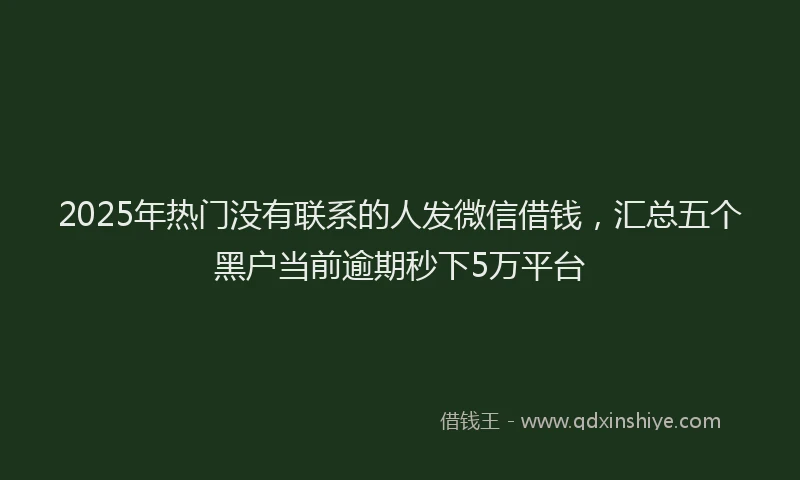 2025年热门没有联系的人发微信借钱，汇总五个黑户当前逾期秒下5万平台