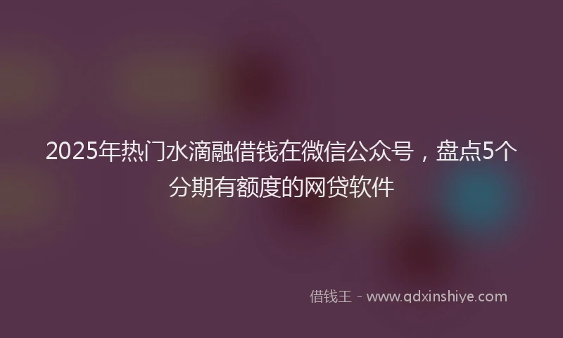 2025年热门水滴融借钱在微信公众号，盘点5个分期有额度的网贷软件