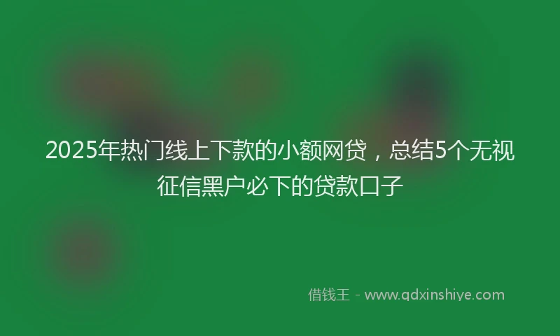 2025年热门线上下款的小额网贷，总结5个无视征信黑户必下的贷款口子