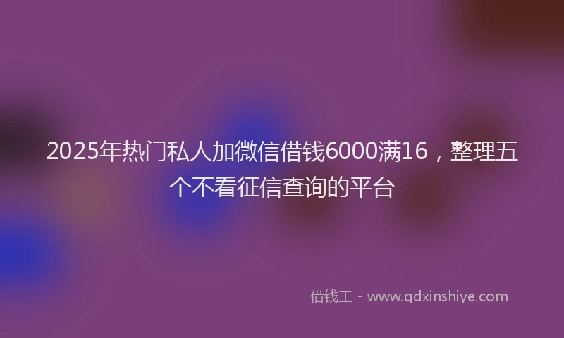 2025年热门私人加微信借钱6000满16，整理五个不看征信查询的平台