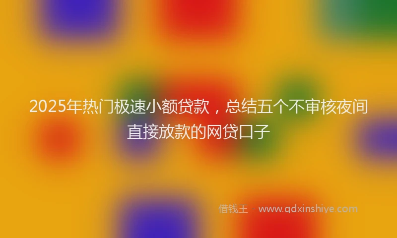 2025年热门极速小额贷款，总结五个不审核夜间直接放款的网贷口子