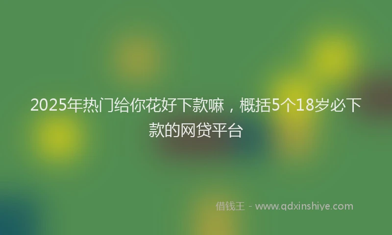 2025年热门给你花好下款嘛，概括5个18岁必下款的网贷平台