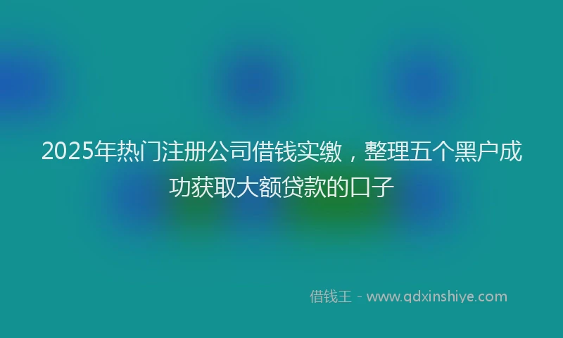 2025年热门注册公司借钱实缴，整理五个黑户成功获取大额贷款的口子