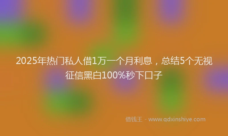 2025年热门私人借1万一个月利息，总结5个无视征信黑白100%秒下口子