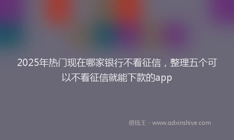 2025年热门现在哪家银行不看征信，整理五个可以不看征信就能下款的app