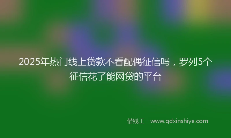 2025年热门线上贷款不看配偶征信吗，罗列5个征信花了能网贷的平台