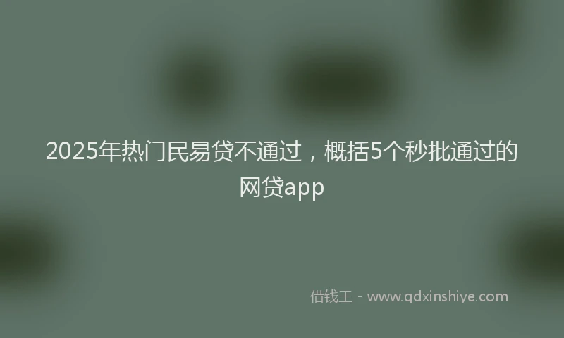 2025年热门民易贷不通过，概括5个秒批通过的网贷app
