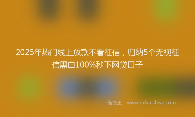 2025年热门线上放款不看征信，归纳5个无视征信黑白100%秒下网贷口子