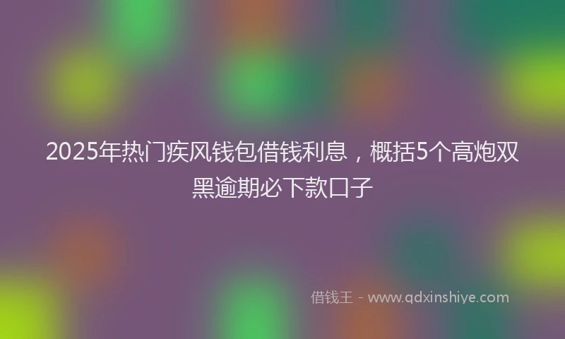 2025年热门疾风钱包借钱利息，概括5个高炮双黑逾期必下款口子