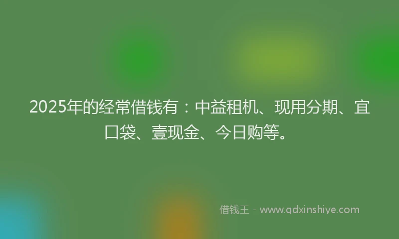 2025年的经常借钱有：中益租机、现用分期、宜口袋、壹现金、今日购等。
