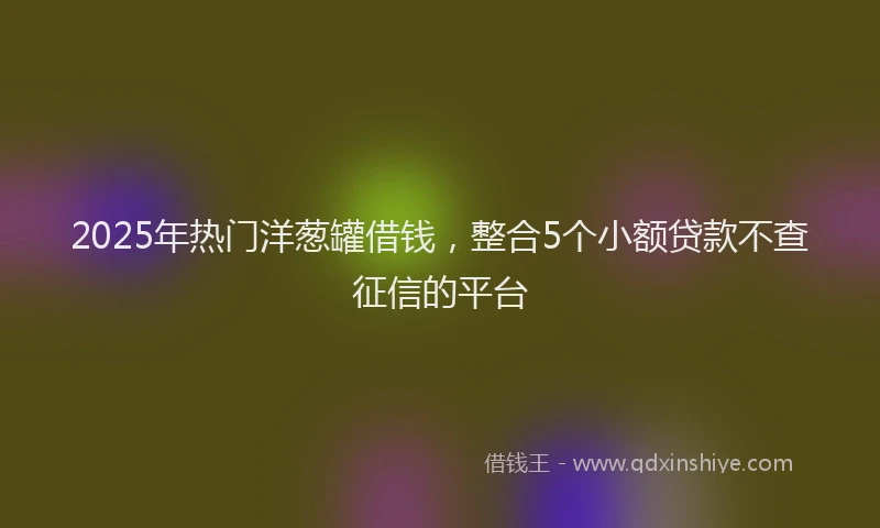 2025年热门洋葱罐借钱，整合5个小额贷款不查征信的平台