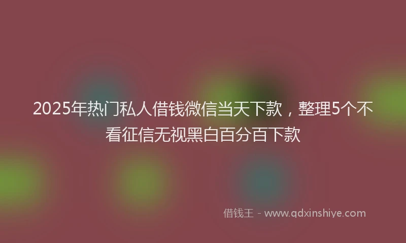 2025年热门私人借钱微信当天下款，整理5个不看征信无视黑白百分百下款