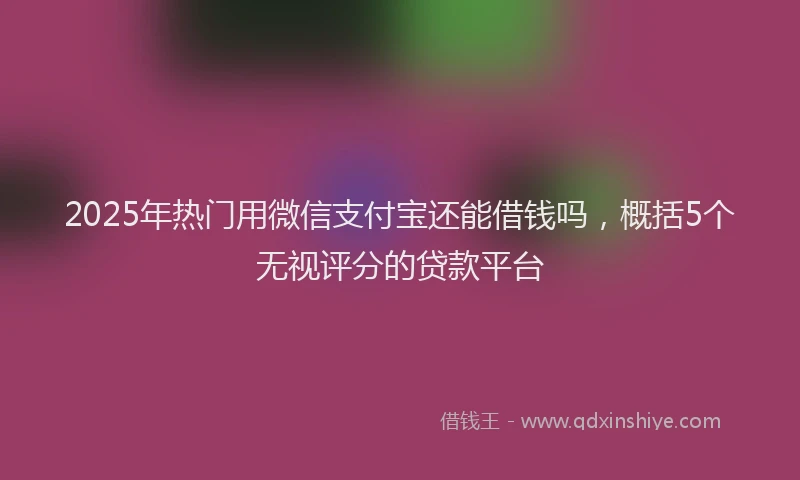 2025年热门用微信支付宝还能借钱吗，概括5个无视评分的贷款平台