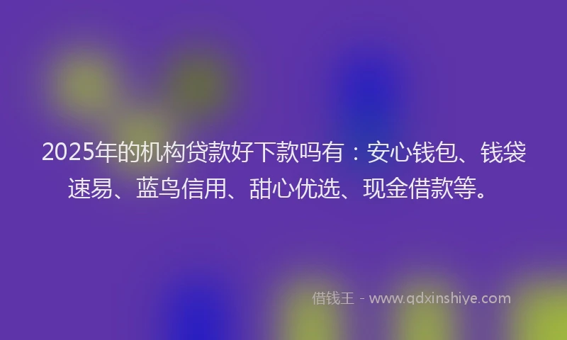 2025年的机构贷款好下款吗有：安心钱包、钱袋速易、蓝鸟信用、甜心优选、现金借款等。