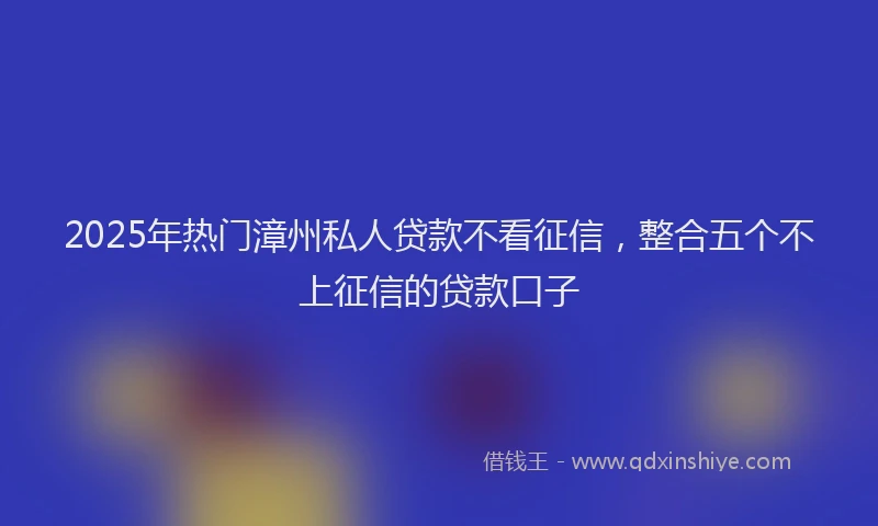 2025年热门漳州私人贷款不看征信，整合五个不上征信的贷款口子