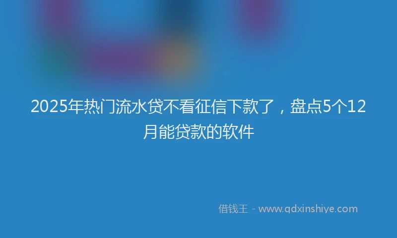 2025年热门流水贷不看征信下款了，盘点5个12月能贷款的软件