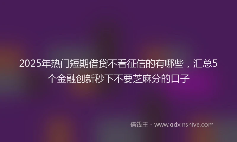 2025年热门短期借贷不看征信的有哪些，汇总5个金融创新秒下不要芝麻分的口子