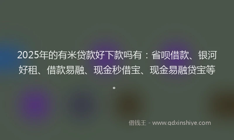 2025年的有米贷款好下款吗有：省呗借款、银河好租、借款易融、现金秒借宝、现金易融贷宝等。