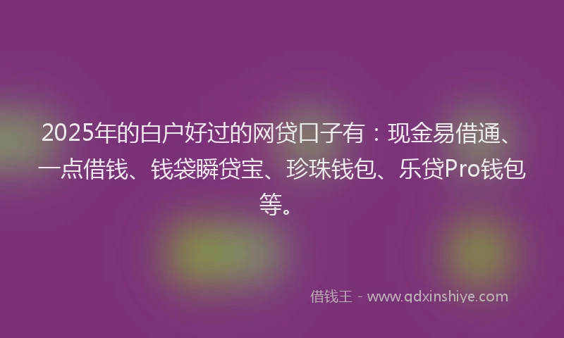 2025年的白户好过的网贷口子有：现金易借通、一点借钱、钱袋瞬贷宝、珍珠钱包、乐贷Pro钱包等。