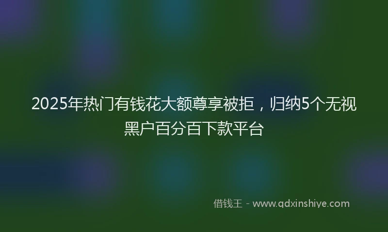 2025年热门有钱花大额尊享被拒，归纳5个无视黑户百分百下款平台