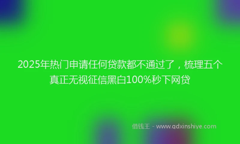 2025年热门申请任何贷款都不通过了，梳理五个真正无视征信黑白100%秒下网贷