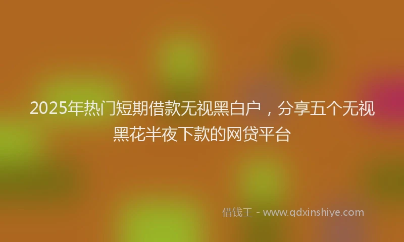 2025年热门短期借款无视黑白户，分享五个无视黑花半夜下款的网贷平台