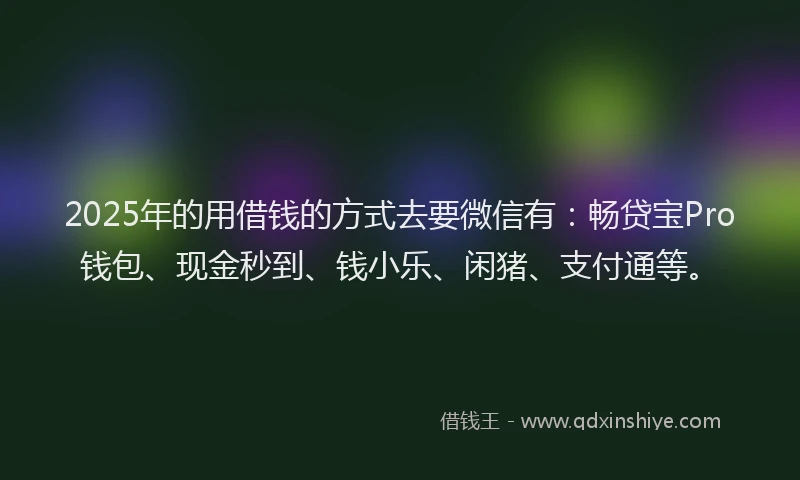 2025年的用借钱的方式去要微信有：畅贷宝Pro钱包、现金秒到、钱小乐、闲猪、支付通等。