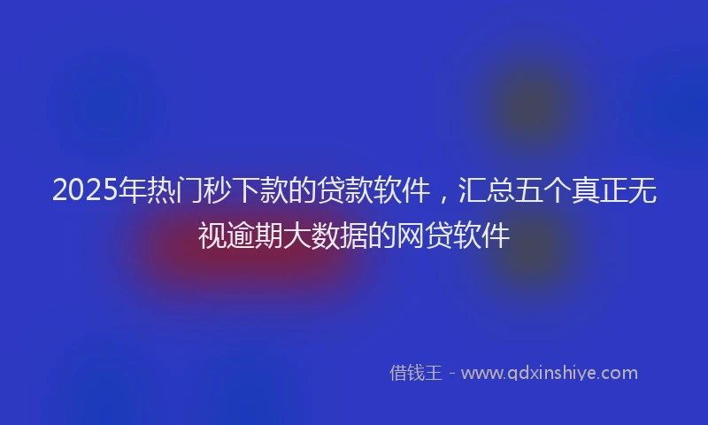 2025年热门秒下款的贷款软件，汇总五个真正无视逾期大数据的网贷软件