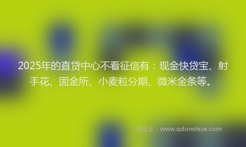 2025年的直贷中心不看征信有：现金快贷宝、射手花、固金所、小麦粒分期、微米金条等。