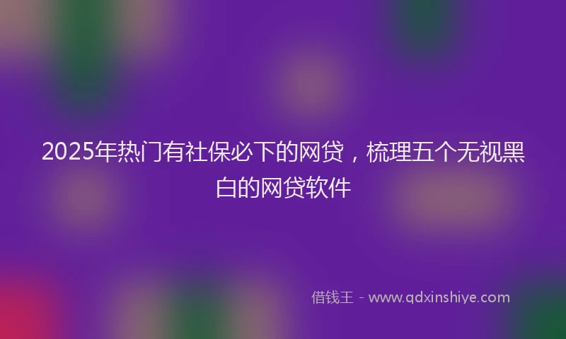 2025年热门有社保必下的网贷，梳理五个无视黑白的网贷软件