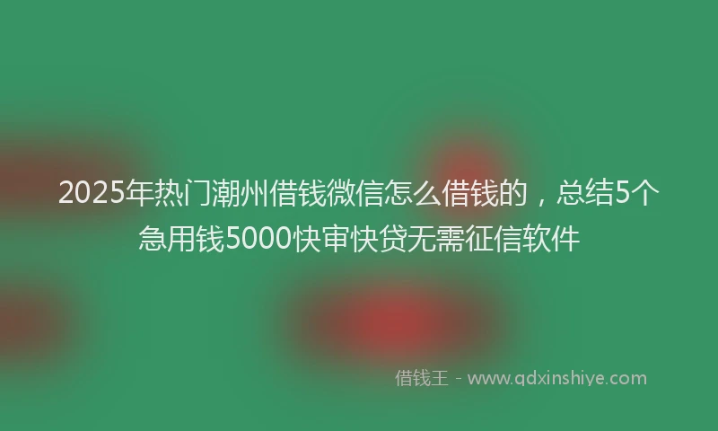 2025年热门潮州借钱微信怎么借钱的，总结5个急用钱5000快审快贷无需征信软件