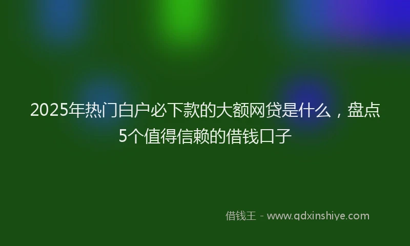 2025年热门白户必下款的大额网贷是什么，盘点5个值得信赖的借钱口子