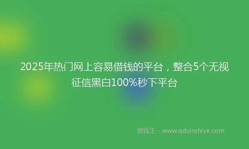 2025年热门网上容易借钱的平台，整合5个无视征信黑白100%秒下平台