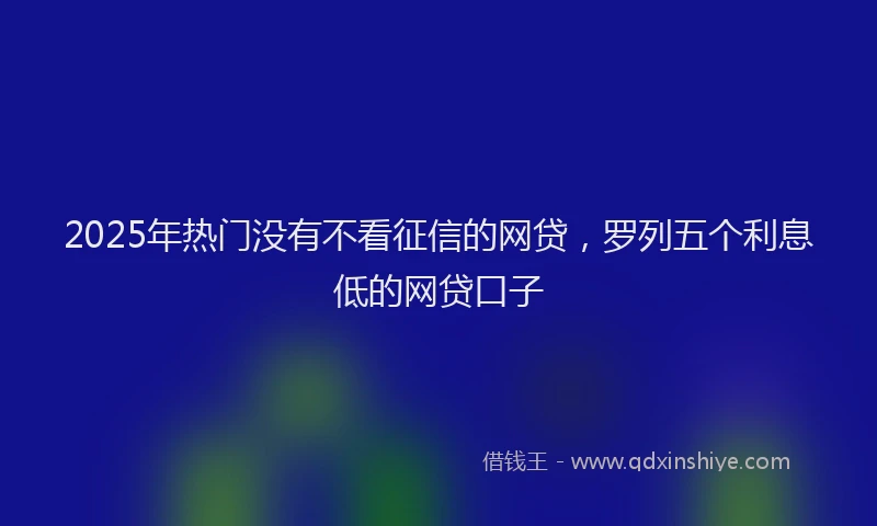 2025年热门没有不看征信的网贷，罗列五个利息低的网贷口子