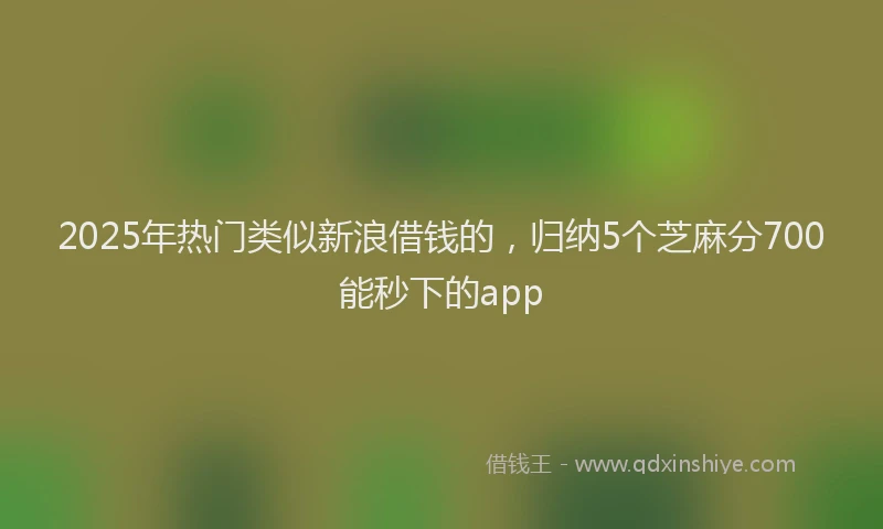 2025年热门类似新浪借钱的，归纳5个芝麻分700能秒下的app
