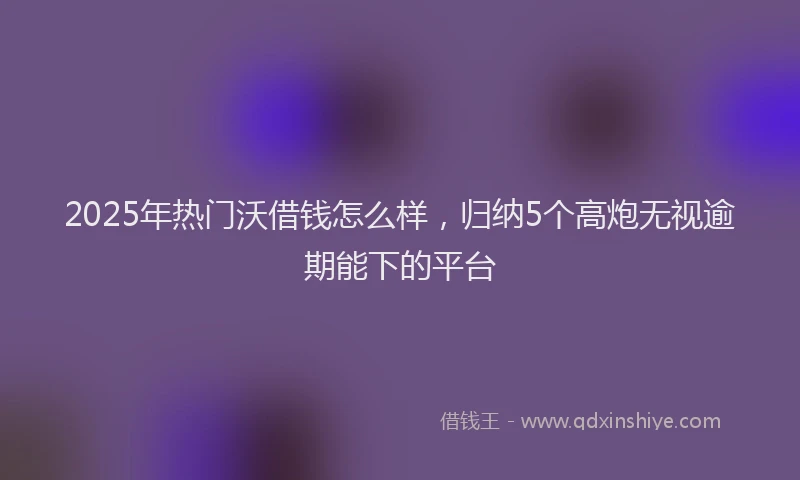 2025年热门沃借钱怎么样，归纳5个高炮无视逾期能下的平台
