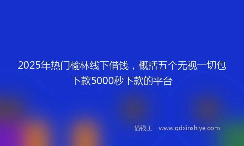 2025年热门榆林线下借钱，概括五个无视一切包下款5000秒下款的平台