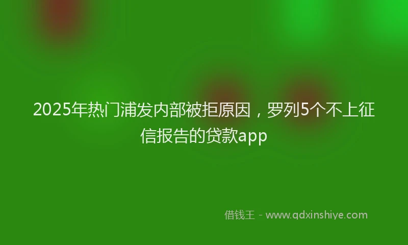 2025年热门浦发内部被拒原因，罗列5个不上征信报告的贷款app