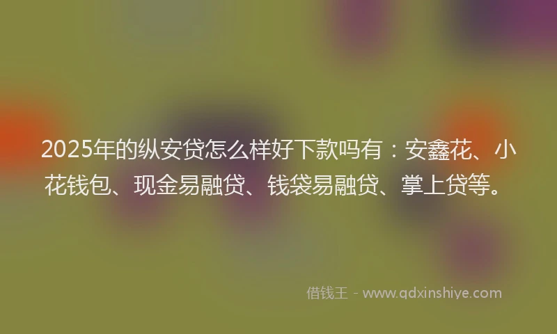 2025年的纵安贷怎么样好下款吗有：安鑫花、小花钱包、现金易融贷、钱袋易融贷、掌上贷等。