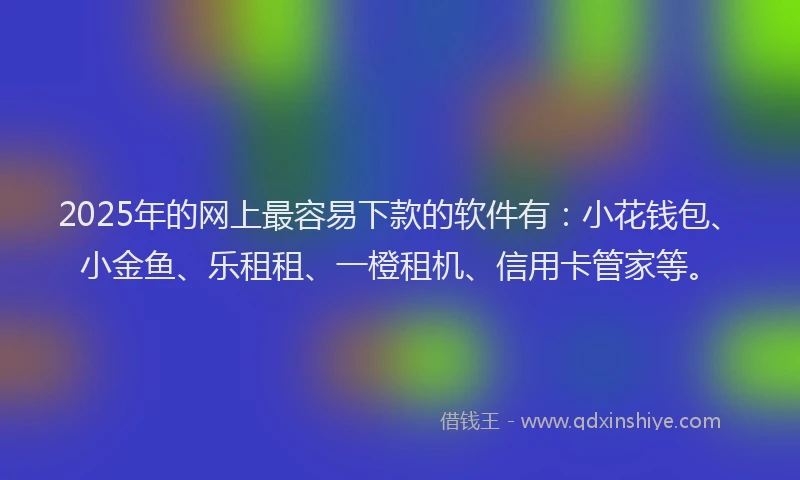 2025年的网上最容易下款的软件有：小花钱包、小金鱼、乐租租、一橙租机、信用卡管家等。