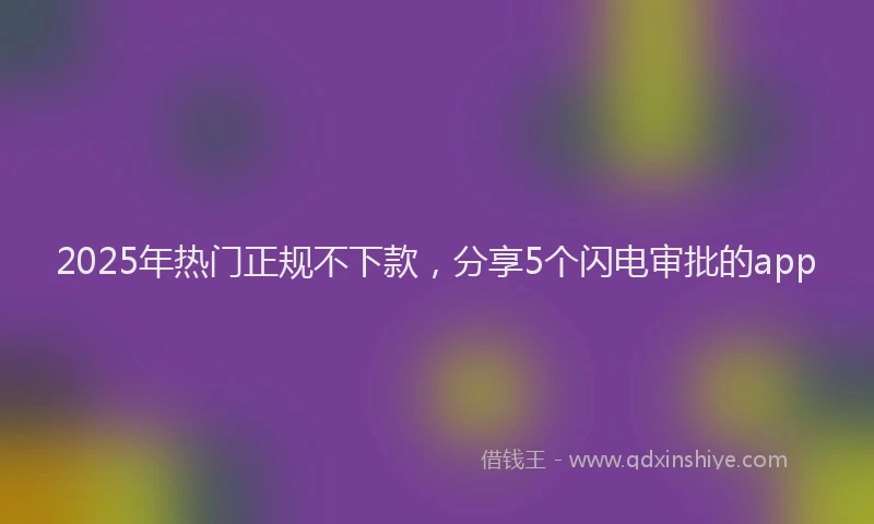 2025年热门正规不下款，分享5个闪电审批的app