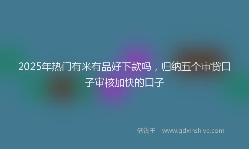 2025年热门有米有品好下款吗，归纳五个审贷口子审核加快的口子
