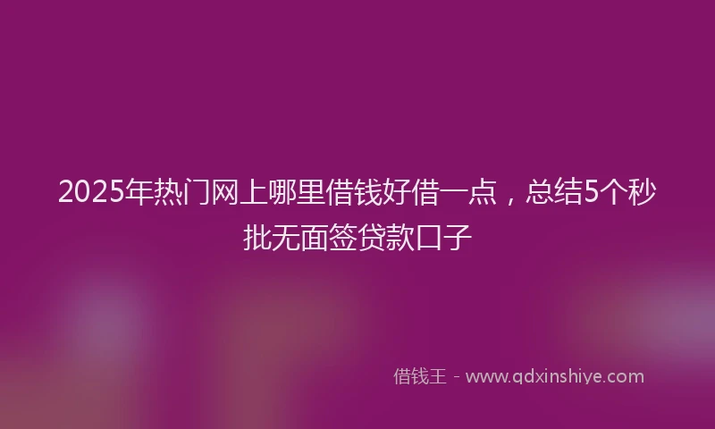 2025年热门网上哪里借钱好借一点，总结5个秒批无面签贷款口子