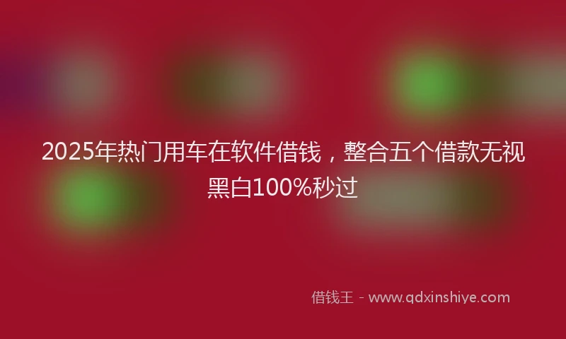 2025年热门用车在软件借钱，整合五个借款无视黑白100%秒过