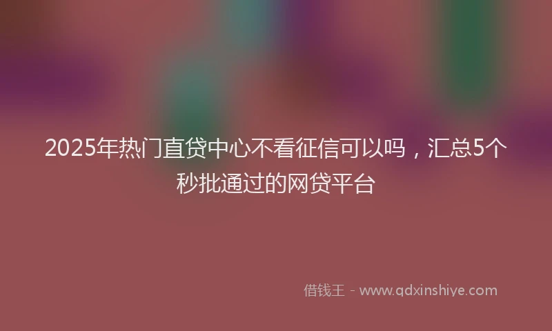 2025年热门直贷中心不看征信可以吗，汇总5个秒批通过的网贷平台