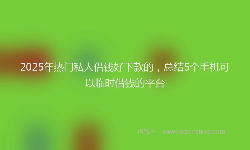 2025年热门私人借钱好下款的，总结5个手机可以临时借钱的平台