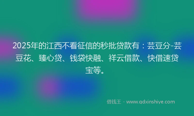 2025年的江西不看征信的秒批贷款有：芸豆分-芸豆花、臻心贷、钱袋快融、祥云借款、快借速贷宝等。