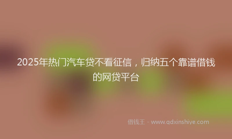 2025年热门汽车贷不看征信，归纳五个靠谱借钱的网贷平台